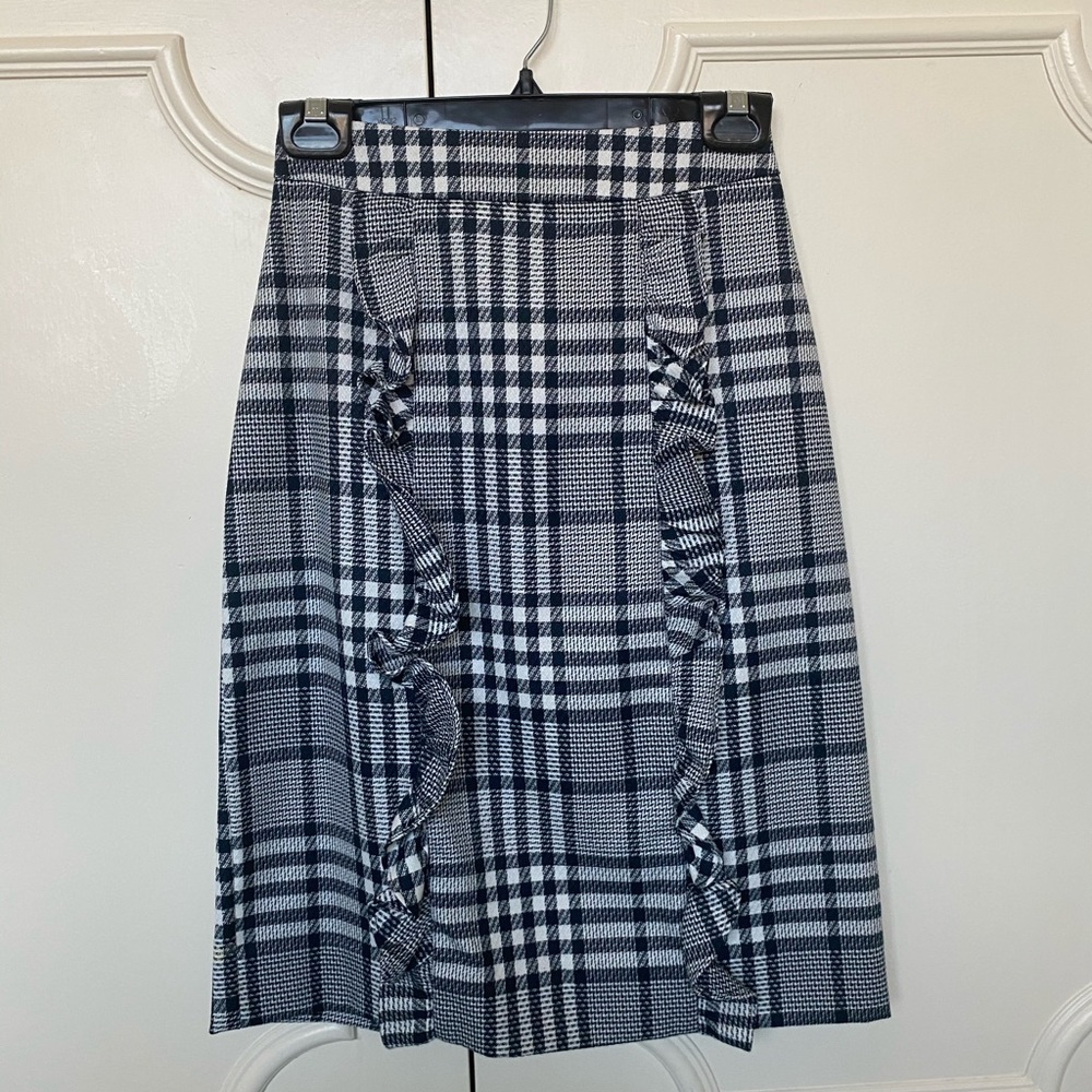 Asos Check Pencil Skirt with Ruffles